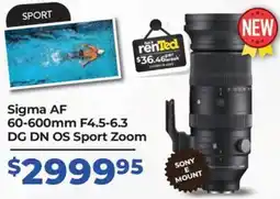 Teds Cameras Sigma AF 60-600mm F4.5-6.3 DG DN OS Sport Zoom offer