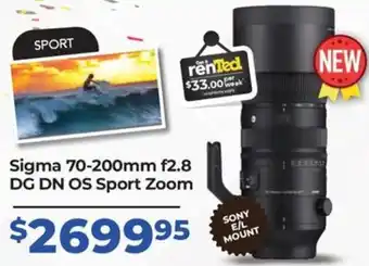 Teds Cameras Sigma 70-200mm f2.8 DG DN OS Sport Zoom offer