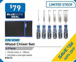 Kincrome Wood Chisel Set 6 Piece offer