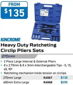 Kincrome KINCROME Heavy Duty Ratcheting Circlip Pliers Sets 270mm offer
