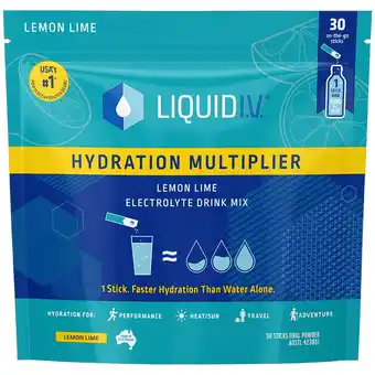 Costco Liquid I.V. Hydration Multiplier Electrolyte Drink Mix Lemon Lime 2 x 30 Sachets offer