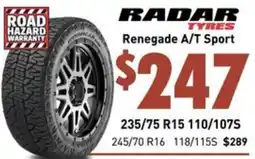 Bob Jane T-Marts RADAR TYRES Renegade A/T Sport offer