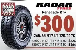Bob Jane T-Marts RADAR TYRES Renegade RT+ offer