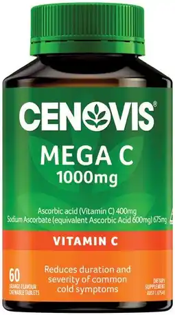 IGA Cenovis Mega Vitamin C 1000mg Chewable Tablets 60 Pack offer