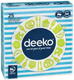 IGA Deeko Printed Lunch Napkins 25 Pack offer
