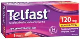 IGA Telfast Hayfever Allergy Relief 120mg Non‑Drowsy Tablets 5 Pack offer