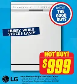 The Good Guys 60cm Freestanding Dishwasher offer