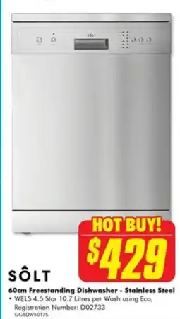 The Good Guys SOLT 60cm Freestanding Dishwasher offer
