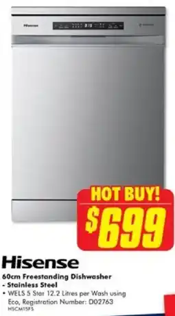 The Good Guys Hisense 60cm Freestanding Dishwasher offer