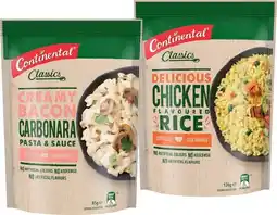 IGA Continental Pasta & Sauce or Rice 85‑125g Selected Varieties offer