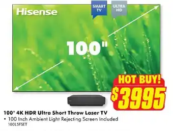 Hisense 100" 4K HDR Ultra Short Throw Laser TV