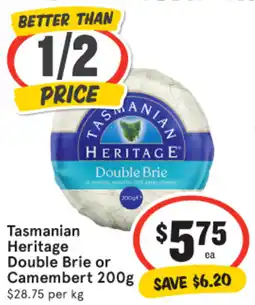 IGA Tasmanian Heritage Double Brie or Camembert 200g offer