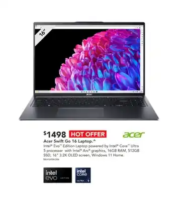 Harvey Norman Acer Swift Go 16 Laptop offer