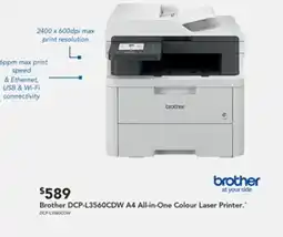 Harvey Norman Brother DCP-L3560CDW A4 All-in-One Colour Laser Printer. offer