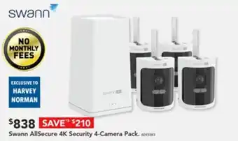 Harvey Norman Swann AllSecure 4K Security 4-Camera Pack. offer