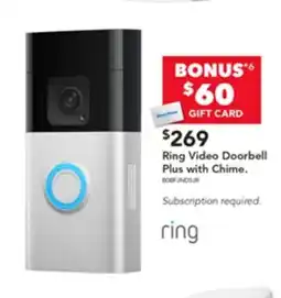 Harvey Norman Ring Video Doorbell Plus with Chime. offer