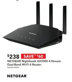 Harvey Norman NETGEAR Nighthawk AX3000 4-Stream Dual-Band Wi-Fi 6 Router. offer
