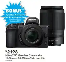 Harvey Norman Nikon Z 50 Mirrorless Camera with 16-50mm + 50-250mm Twin Lens Kit. offer