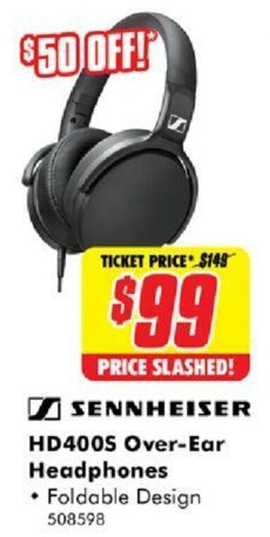 The Good Guys Sennheiser HD 400S Over-Ear Headphones offer