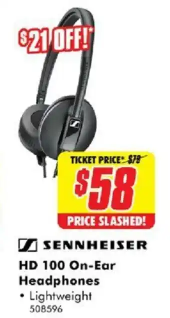 The Good Guys Sennheiser HD 100 On-Ear Headphones offer