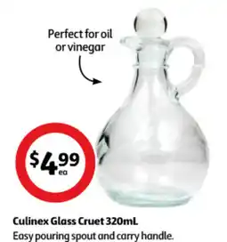 Coles Culinex Glass Cruet 320mL Easy pouring spout and carry handle. offer