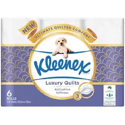 Woolworths Kleenex Luxury Quilts Toilet Tissue Pk 6 offer