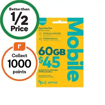 Woolworths Optus $45 SIM¥ offer