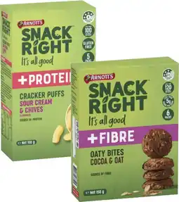 Coles Arnott's Snack Right Multipack Cracker Puffs or Oaty Bites 100g-150g offer
