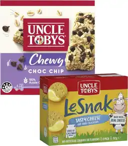 Coles Uncle Tobys Muesli Bar 185g, Le Snak 132g or Le Snak Mini Crackers 119g offer
