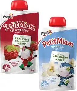 Coles Yoplait Petit Miam Yoghurt Pouch 70g offer