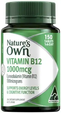 Coles Nature's Own Vitamin B12 1000mcg Tablets 150 Pack offer