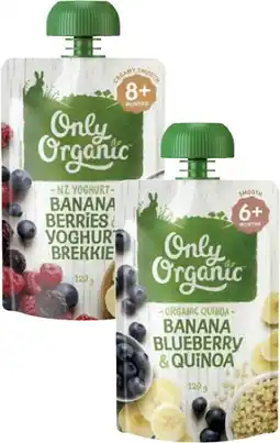Coles Only Organic 4+ Months, 6+ Months or 8+ Months Baby Food Pouch 120g offer