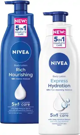 Coles Nivea Rich Nourishing or Express Hydration Body Lotion 400mL offer