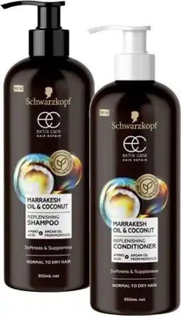Coles Schwarzkopf Extra Care Shampoo or Conditioner 950mL offer