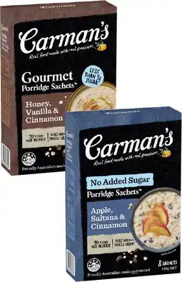 Coles Carman’s Porridge Sachets 240g-320g offer