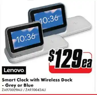 The Good Guys Lenovo Smart Clock with Wireless Dock - Grey or Blue offer