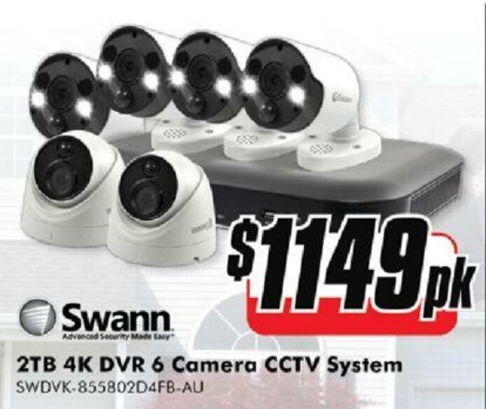 The Good Guys Swann 2TB 4K DVR 6 Camera CCTV System offer