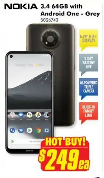 Nokia 3.4 64GB with Android One- Grey