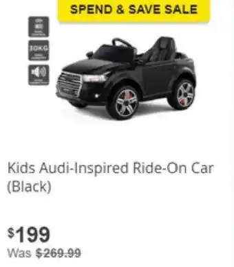 Kids Audi-Inspired Ride-On Car - Black
