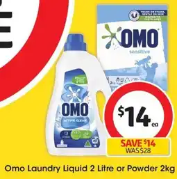 Coles Omo Laundry Liquid 2 Litre or Powder 2kg offer