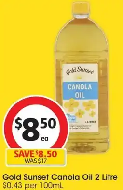 Coles Gold Sunset Canola Oil 2 Litre offer