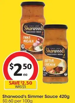 Coles Sharwood's Simmer Sauce 420g offer