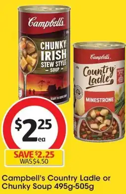 Coles Campbell's Country Ladle or Chunky Soup 495g-505g offer