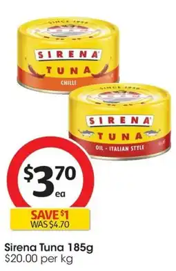 Coles Sirena Tuna 185g offer
