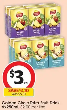 Coles Golden Circle Tetra Fruit Drink 6x250mL offer