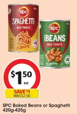Coles SPC Baked Beans or Spaghetti 420g-425g offer