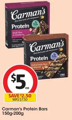 Coles Carman's Protein Bars 150g-200g offer