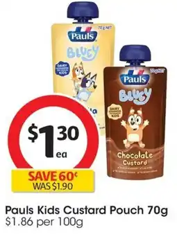 Coles Pauls Kids Custard Pouch 70g offer