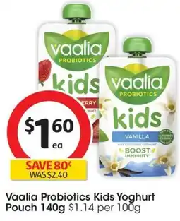 Coles Vaalia Probiotics Kids Yoghurt Pouch 140g offer