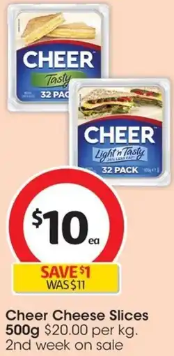 Coles Cheer Cheese Slices 500g offer